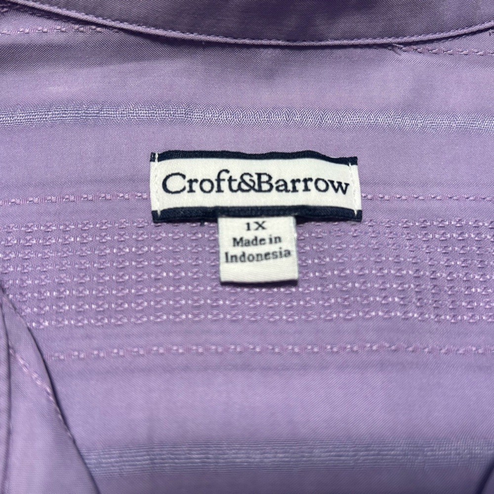 Woman’s Croft & Barrow Lavander Button Down Shirt 3/4 Roll Tab Sleeve Size 1X - Picture 3 of 13